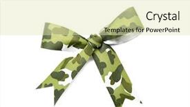  Presentation with octopus on isolated white - Colorful slide deck enhanced with army decorations - khaki bow isolated on white backdrop and a soft green colored foreground