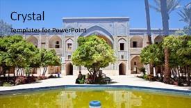  Presentation with iran history - Theme featuring khan school in shiraz iran background and a light blue colored foreground