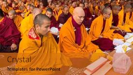  Presentation with stupa - Colorful presentation design enhanced with khatmandu-nepal-dec-15-unidentified backdrop and a gold colored foreground
