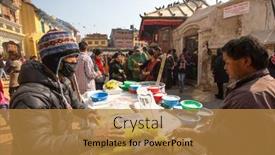  Presentation with stupa - Cool new presentation design with hiking couple with energy drinks backdrop and a light gray colored foreground