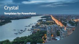  Presentation with russia city - Theme with bridge generation - khimki reservoir residential district background and a teal colored foreground