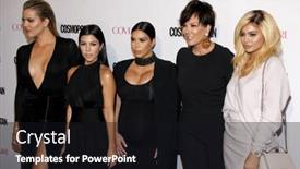  Presentation with 50th birthday - Amazing PPT theme having khloe-kardashian-kourtney-kardashian-kim backdrop and a wine colored foreground