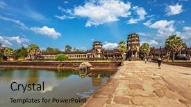 Presentation with cambodia - Presentation consisting of khmer history - angkor wat temple siem reap background and a coral colored foreground