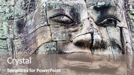  Presentation with ancient egypt temple of hatshepsut - Beautiful presentation design featuring khmer history - faces of ancient bayon temple backdrop and a gray colored foreground
