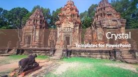  Presentation with temple - Audience pleasing PPT theme consisting of khmer history - preah ko temple angkor backdrop and a coral colored foreground