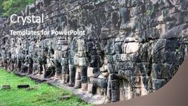  Presentation with elephants - Theme with khmer history - terrace of elephants at angkor background and a gray colored foreground