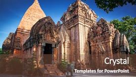  Presentation with towers - PPT theme enhanced with khmer history - towers of po nagar near background and a tawny brown colored foreground