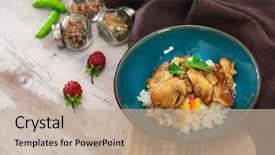  Presentation with asian paint vintage style old - Audience pleasing PPT theme consisting of kho kho - asian style caramel pork backdrop and a coral colored foreground