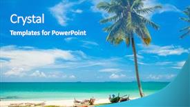  Presentation with long tailed boat fishing boat - Amazing presentation theme having kho kho - beach and fishing boat koh backdrop and a teal colored foreground