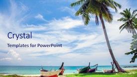  Presentation with fishing boat - Amazing PPT theme having kho kho - beach and fishing boat koh backdrop and a  colored foreground