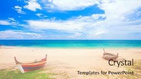  Presentation with old fishing boat - PPT theme enhanced with kho kho - beach and fishing boat koh background and a  colored foreground