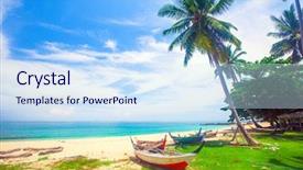  Presentation with long tailed boat fishing boat - Amazing slide set having kho kho - beach and fishing boat koh backdrop and a  colored foreground