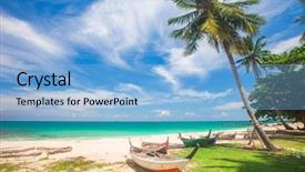  Presentation with fishing boat - Slide set with kho kho - beach and fishing boat koh background and a light blue colored foreground