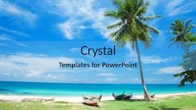  Presentation with fishing boat - Theme consisting of kho kho - beach and fishing boat koh background and a light blue colored foreground