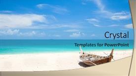  Presentation with long tailed boat fishing boat - Audience pleasing theme consisting of kho kho - beach and fishing boat koh backdrop and a  colored foreground