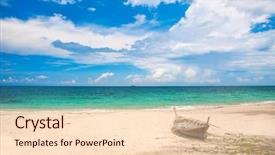  Presentation with long tailed boat fishing boat - Amazing PPT theme having kho kho - beach and fishing boat koh backdrop and a  colored foreground