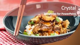  Presentation with rice - Beautiful slide deck featuring kho kho - vietnamese style caramel pork backdrop and a  colored foreground