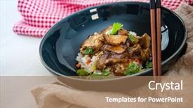  Presentation with rice - Colorful PPT theme enhanced with kho kho - vietnamese style caramel pork backdrop and a coral colored foreground