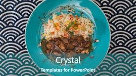  Presentation with rice hybridization - PPT theme having kho kho - vietnamese style caramel pork background and a ocean colored foreground