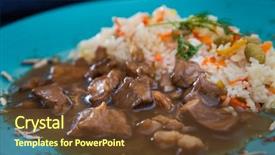  Presentation with rice - Cool new PPT theme with kho kho - vietnamese style caramel pork backdrop and a  colored foreground