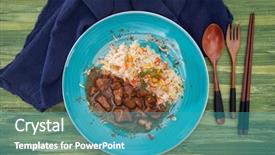  Presentation with rice - Slides with kho kho - vietnamese style caramel pork background and a  colored foreground