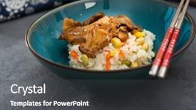  Presentation with rice milling - Slide set consisting of kho kho - vietnamese style caramel pork background and a dark gray colored foreground