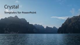  Presentation with boat - Slide set consisting of khoa sok national park surat background and a light blue colored foreground