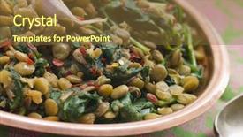  Presentation with lentils - Audience pleasing presentation theme consisting of ki - bowl of lentils with spinach backdrop and a tawny brown colored foreground