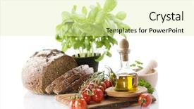  Presentation with olive oil - Presentation enhanced with ki - bread herbs olive oil background and a soft green colored foreground