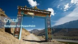  Presentation with monastery - Slide set enhanced with ki - gates to ki monastery background and a ocean colored foreground