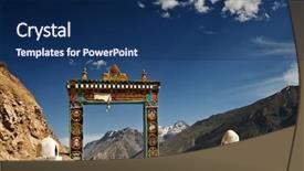  Presentation with monastery - PPT theme with ki - gates to ki monastery background and a navy blue colored foreground
