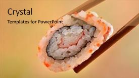  Presentation with chopsticks and food - PPT layouts enhanced with ki - holding sushi with chopsticks background and a  colored foreground
