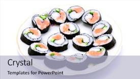  Presentation with japanese food - Slides with ki - japanese food delicious futomaki big background and a  colored foreground