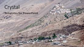  Presentation with monastery - PPT theme featuring ki - kee monastery in himalayas mountain background and a light gray colored foreground