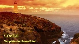  Presentation with coast - Cool new presentation design with ki - lighthouse on rugged coast backdrop and a  colored foreground