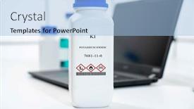  Presentation with chemical plastic - PPT layouts consisting of ki-potassium-iodide-cas-7681 background and a light blue colored foreground