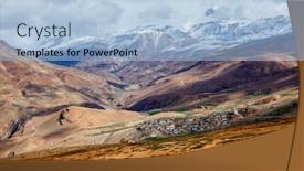  Presentation with village india - Colorful PPT theme enhanced with kibber-village-in-himalayas-lies backdrop and a light blue colored foreground