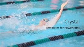  Presentation with swimmer - Slide deck featuring kick meeting - backstroke swimmer focus on water background and a light blue colored foreground