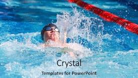  Presentation with swimmer - Presentation theme consisting of kick meeting - backstroke swimmer in a race background and a light blue colored foreground