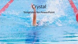  Presentation with swimmer - Colorful slide set enhanced with kick meeting - backstroke swimmer in a race backdrop and a light blue colored foreground