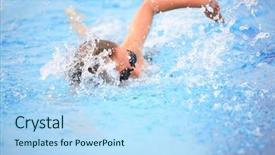  Presentation with race - Slides having kick meeting - freestyle race background and a light blue colored foreground