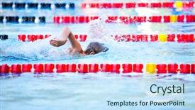  Presentation with swimmer - PPT theme featuring kick meeting - freestyle swimmer in a race background and a  colored foreground