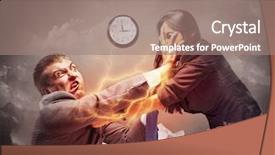  Presentation with war stress - Audience pleasing slides consisting of kick meeting - high stress fight backdrop and a coral colored foreground