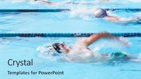 Presentation with race car a red racing - Beautiful presentation theme featuring kick meeting - motion blur freestyle swimming race backdrop and a arctic colored foreground