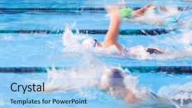  Presentation with motion - Slides with kick meeting - motion blurred freestyle swimmers background and a light blue colored foreground