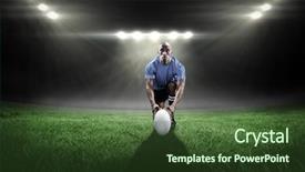  Presentation with rugby - Cool new PPT theme with kick off - portrait of rugby player holding backdrop and a tawny brown colored foreground
