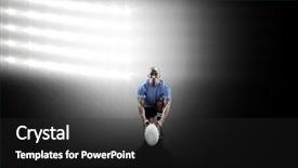  Presentation with kneeling - Beautiful slide set featuring kick off - portrait of rugby player holding backdrop and a  colored foreground