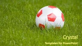  Presentation with classic - PPT theme featuring kickball - classic soccer ball on green background and a tawny brown colored foreground