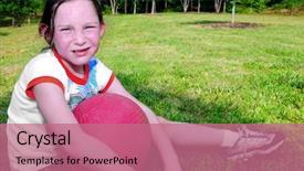  Presentation with tired - Audience pleasing slide set consisting of kickball - young girl holding ball looking backdrop and a coral colored foreground