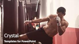  Presentation with training - PPT theme enhanced with kickboxer training with punching bag background and a  colored foreground